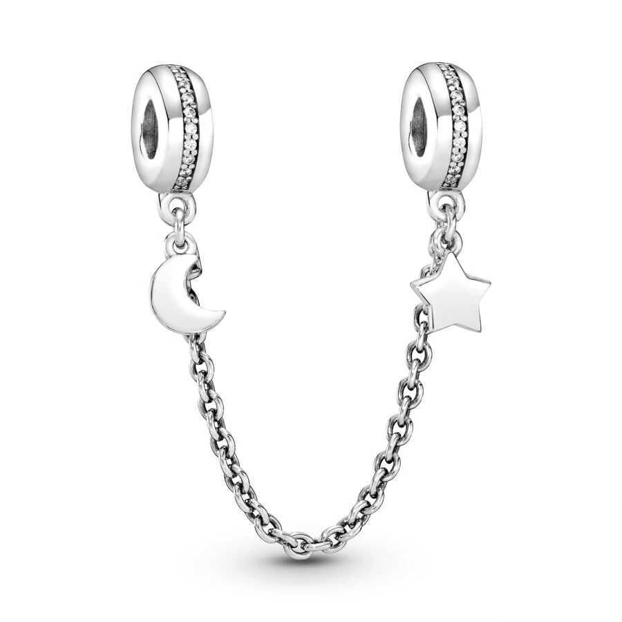 Hot Sale Safety Chain Charm Christmas with Beads Dangle Fit Original 925 Sterling Silver Bracelet DIY Women Jewelry Gift MakingXJ250517
