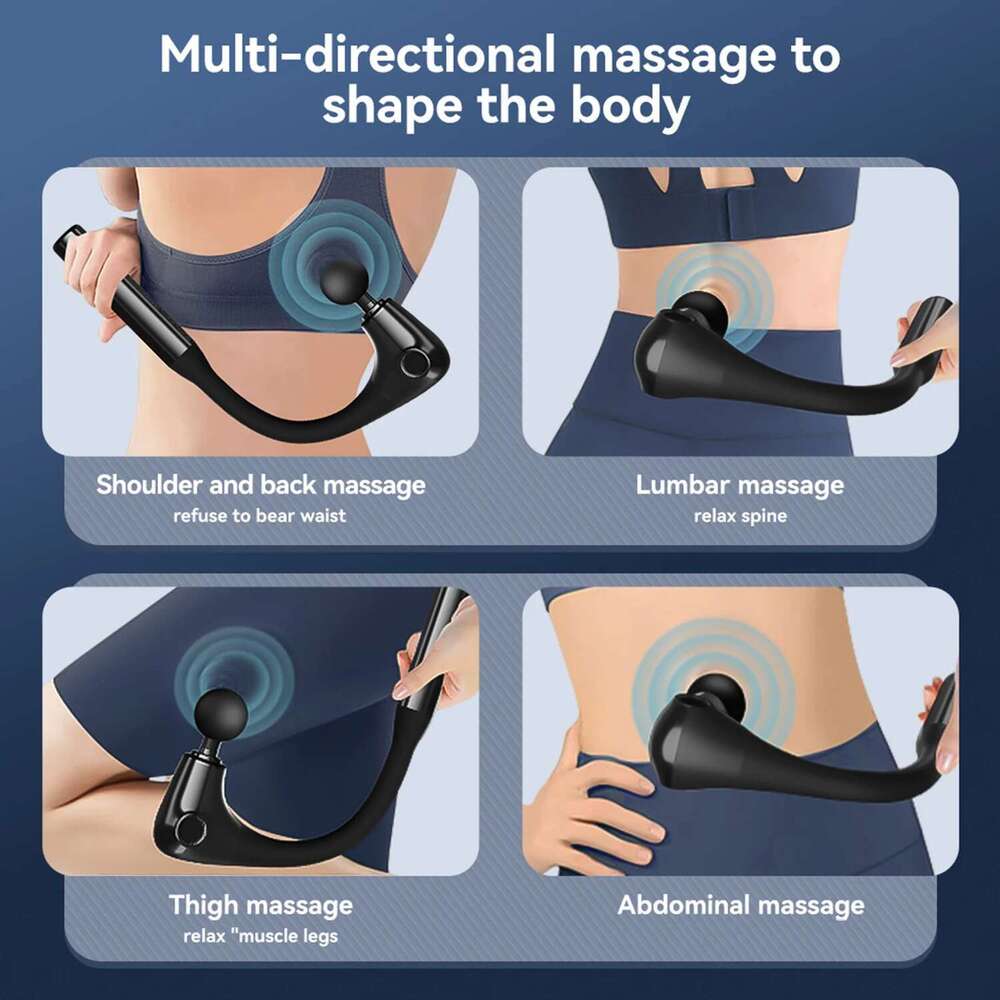 Massage Gun With Extended Handle Revolutionary U-Shaped Back Massager,Deep Relax Body Massager For Neck,Best Mother's Day Gifts