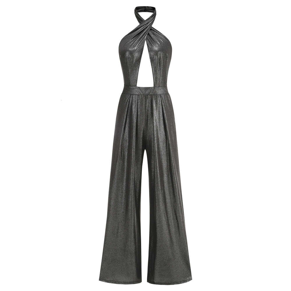 Wide Leg Jumpsuit New Personalized Street Women S High Waist Hot Pot Sier Jumpsuit Wide Leg Pants Style Party Dress For Women