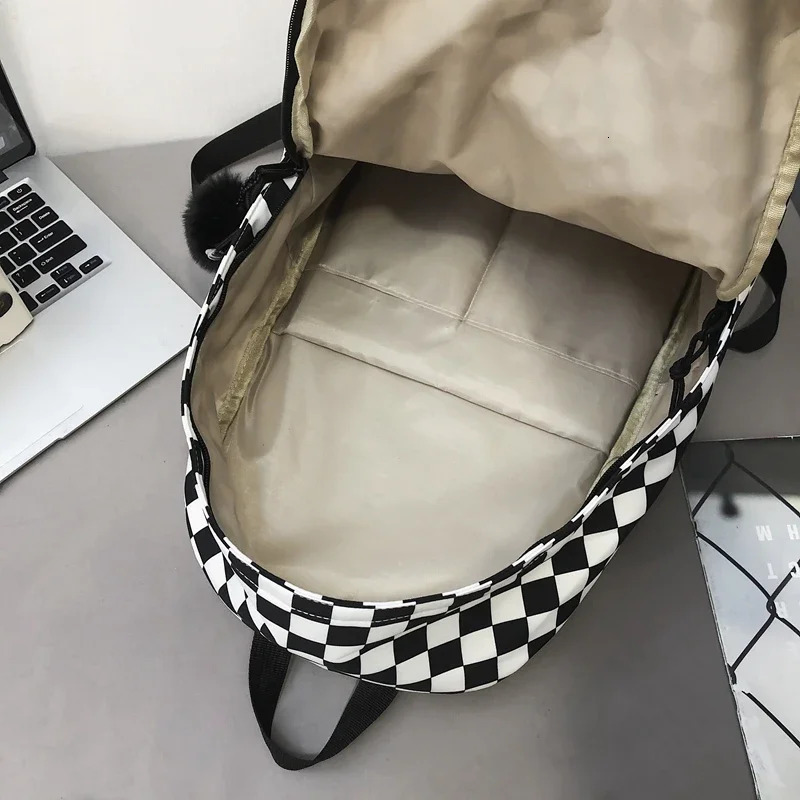 Fashion Plaid Backpack Waterproof Leisure Shoulder Bag Women Laptop Mochila Bookbag Travel Rucksack for Female 250514