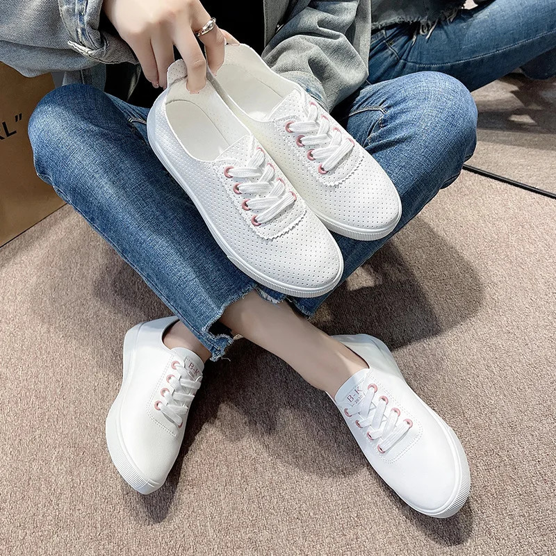 spring autumn Flat Shoe Sneakers for Women Shoes Breathable Womens Casual Female Comfor Sneakers Lace Up Solid Color 250515