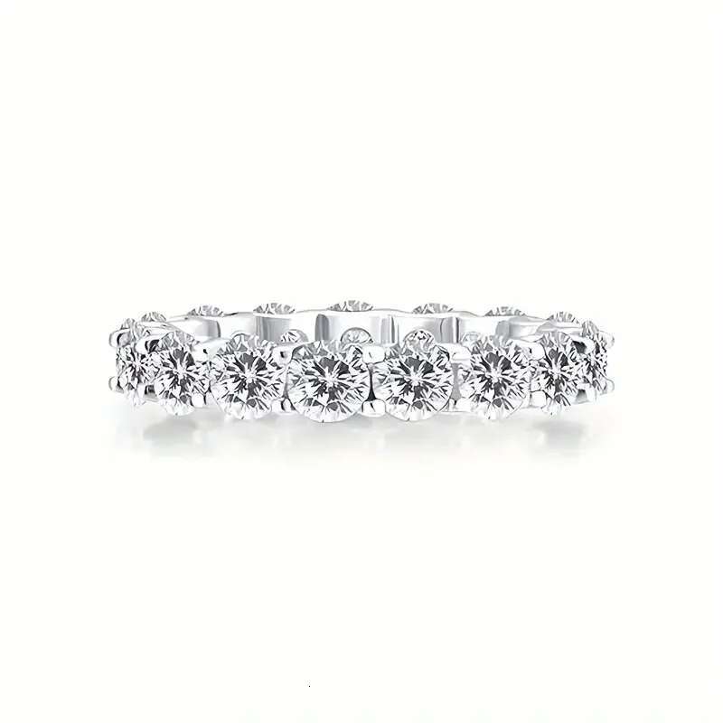 1pc S925 Silver with 4.2CT Moissanite Co-ed Eternity Ring Band Ring Moissanite Gemstone Jewelry Gifts for Mother