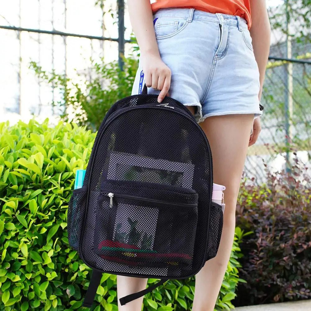 Womens Mesh Breathable Backpack Portable Hollow Casual Outdoor Travel Storage Bag 250514