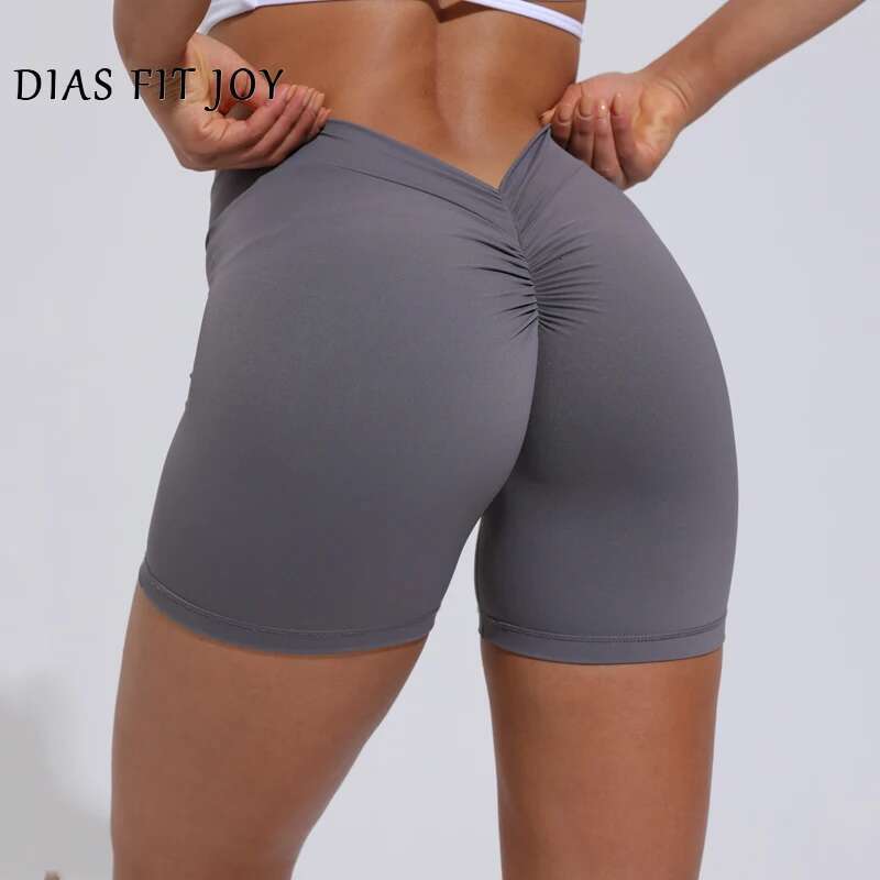 DIAS FIT JOY V-Back High Waisted Hip Lifting Yoga Women's Nylon Tight Fitting Shorts Training Sports Fiess Pants