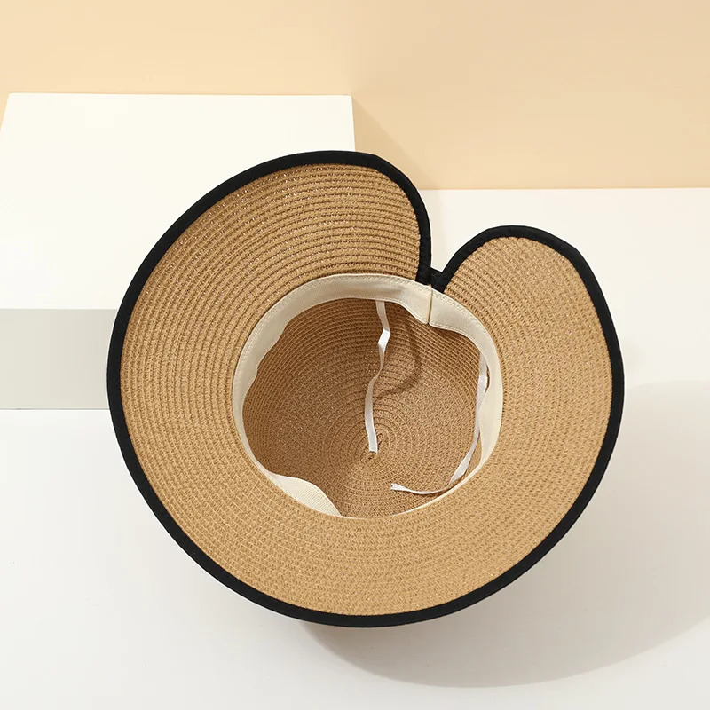 Butterfly Knot Straw Hat Korean Style Summer Casual Womens Fashion Sunshade Outdoor Versatile Sunscreen Beach Cap 250516