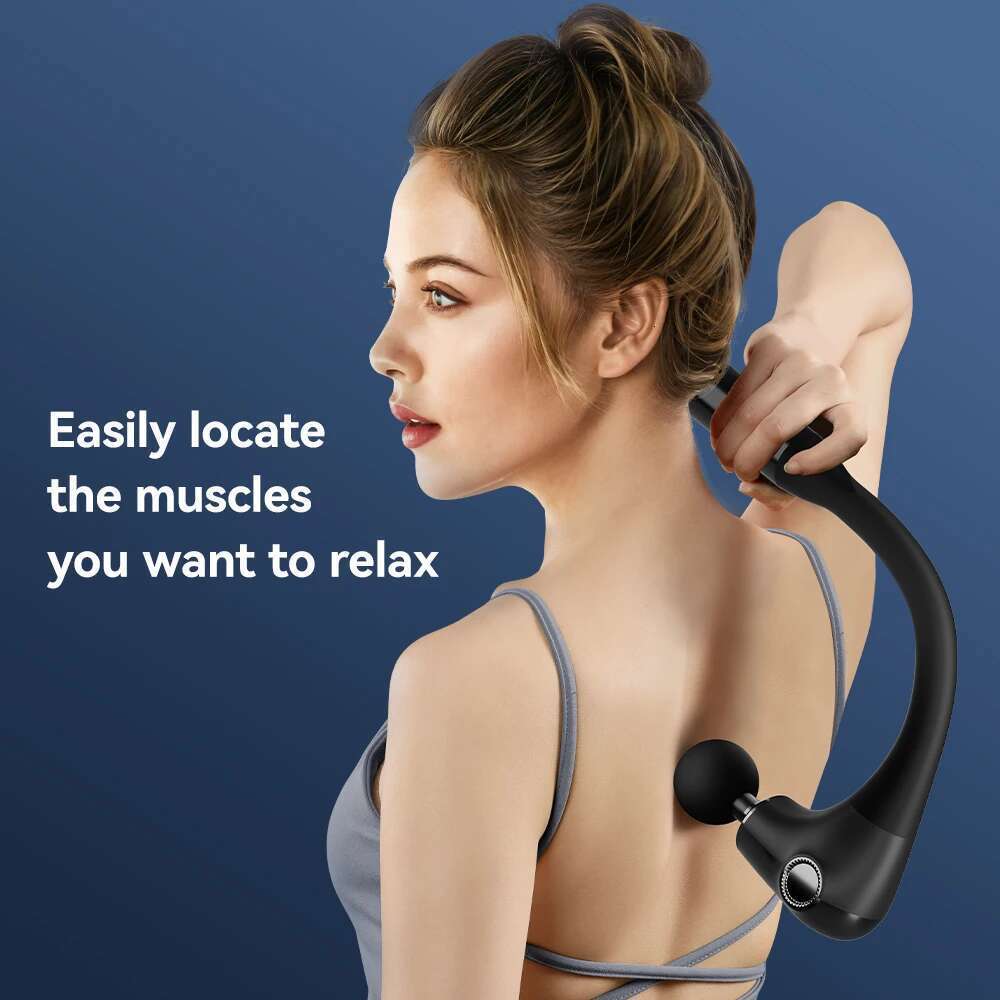 Massage Gun With Extended Handle Revolutionary U-Shaped Back Massager,Deep Relax Body Massager For Neck,Best Mother's Day Gifts