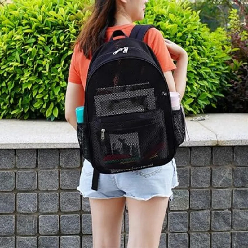 Womens Mesh Breathable Backpack Portable Hollow Casual Outdoor Travel Storage Bag 250514