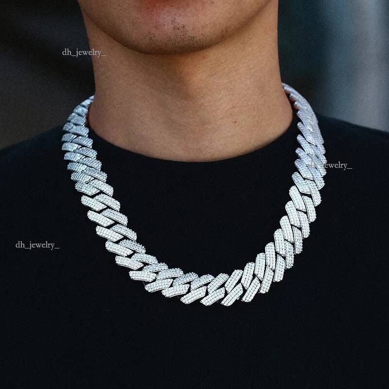 Fashion Hip Hop Jewelry 20mm Gold Plated Brass AAAAA CZ Dia Iced Out Heavy Cuban Link Chain Necklace for Men