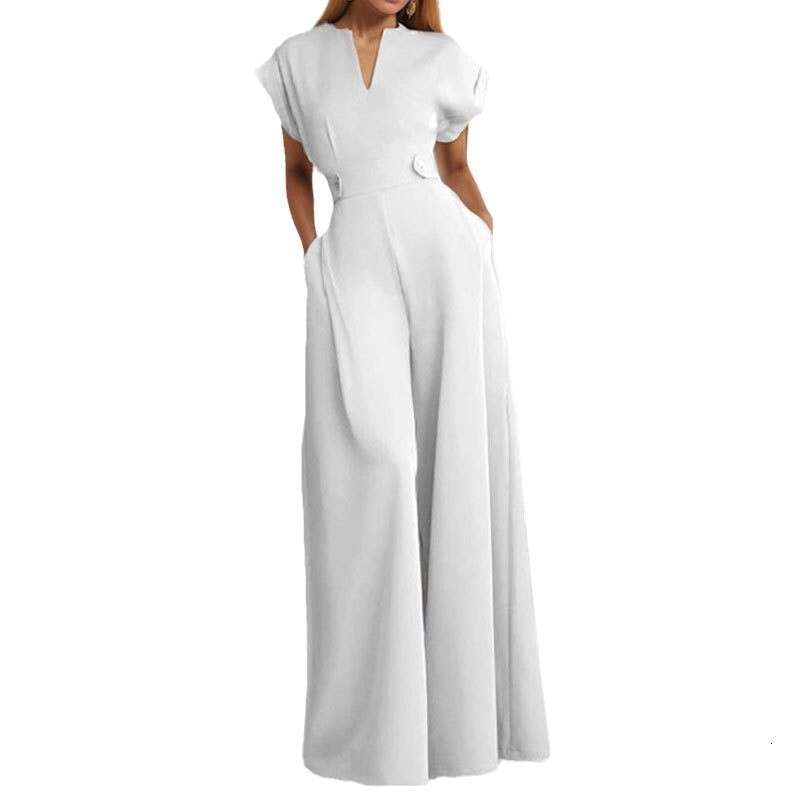 Wide Leg Jumpsuit Women S New Style Stylish Solid Color Half Open Collar High Waist Wide Leg Sleeveless Jumpsuit