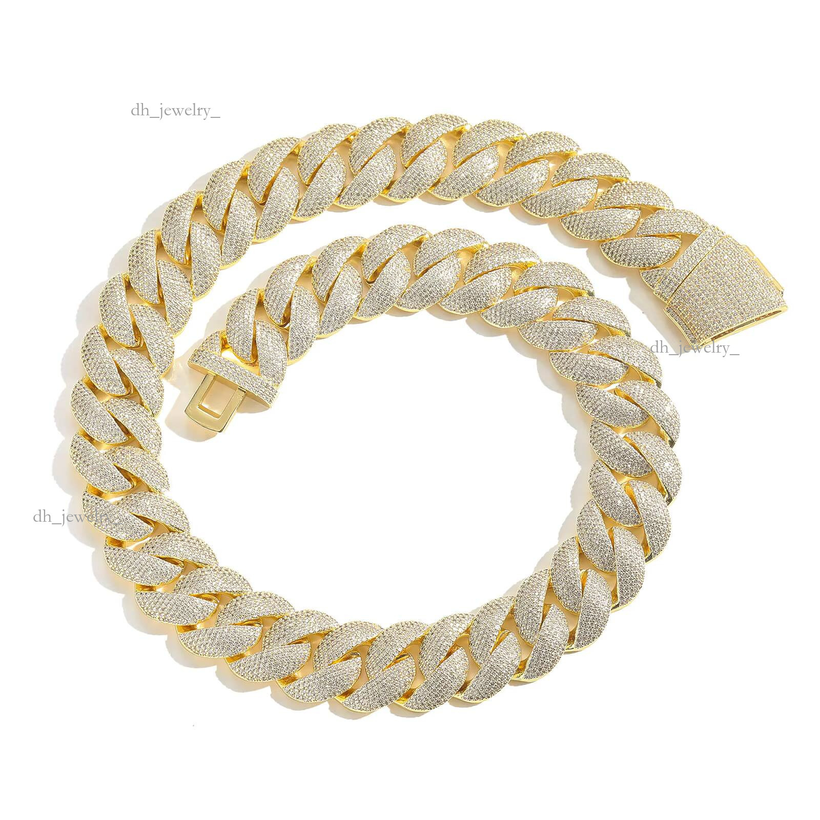 Hip-hop Trend Jewelry Copper-encrusted Zircon 22mm Cuban Chain Gold-plated Men's Necklace Wholesale