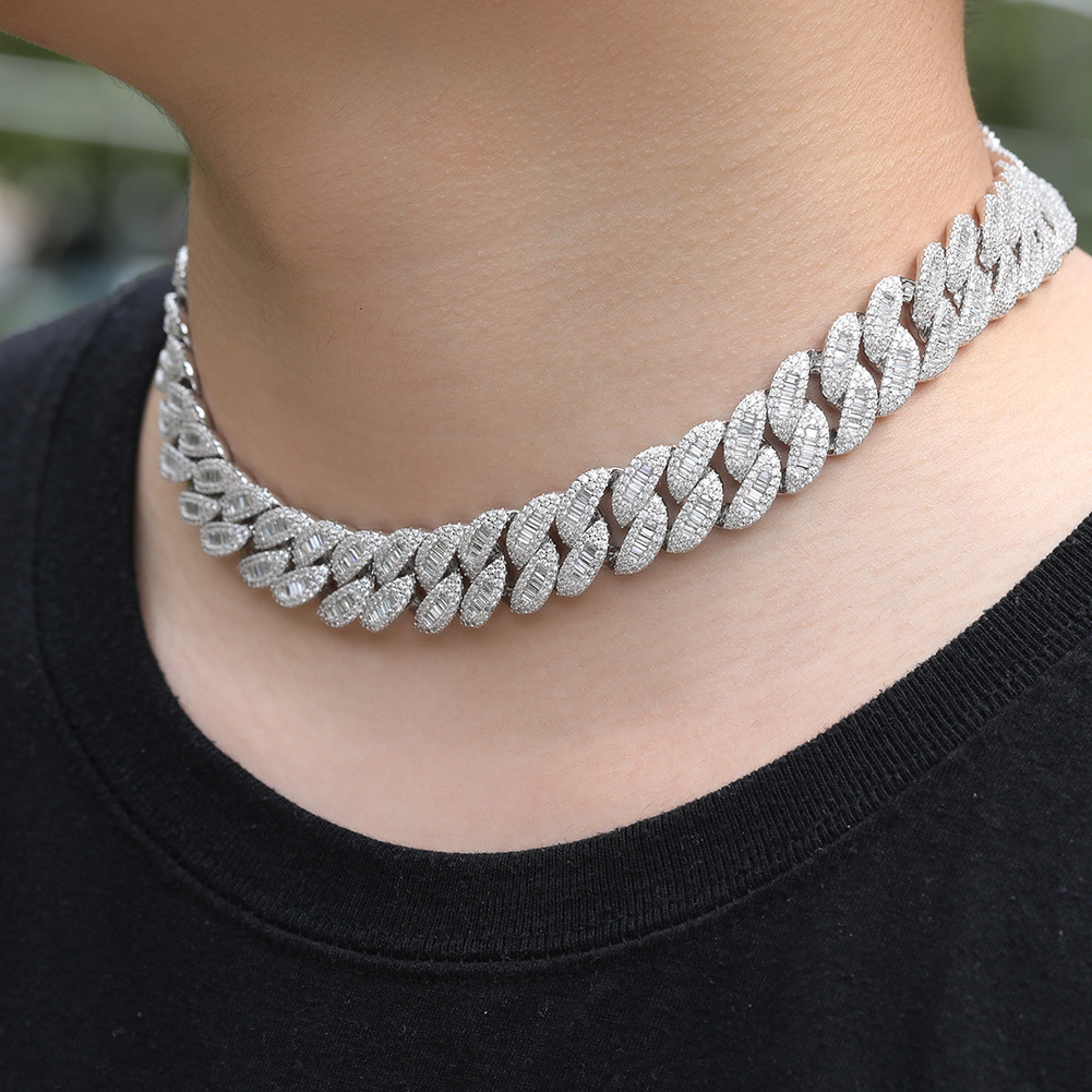 16mm High Polished Hip Hop Miami Cuban Chain Necklace Bracelet 5A Cubic Zircon Choker Jewelry