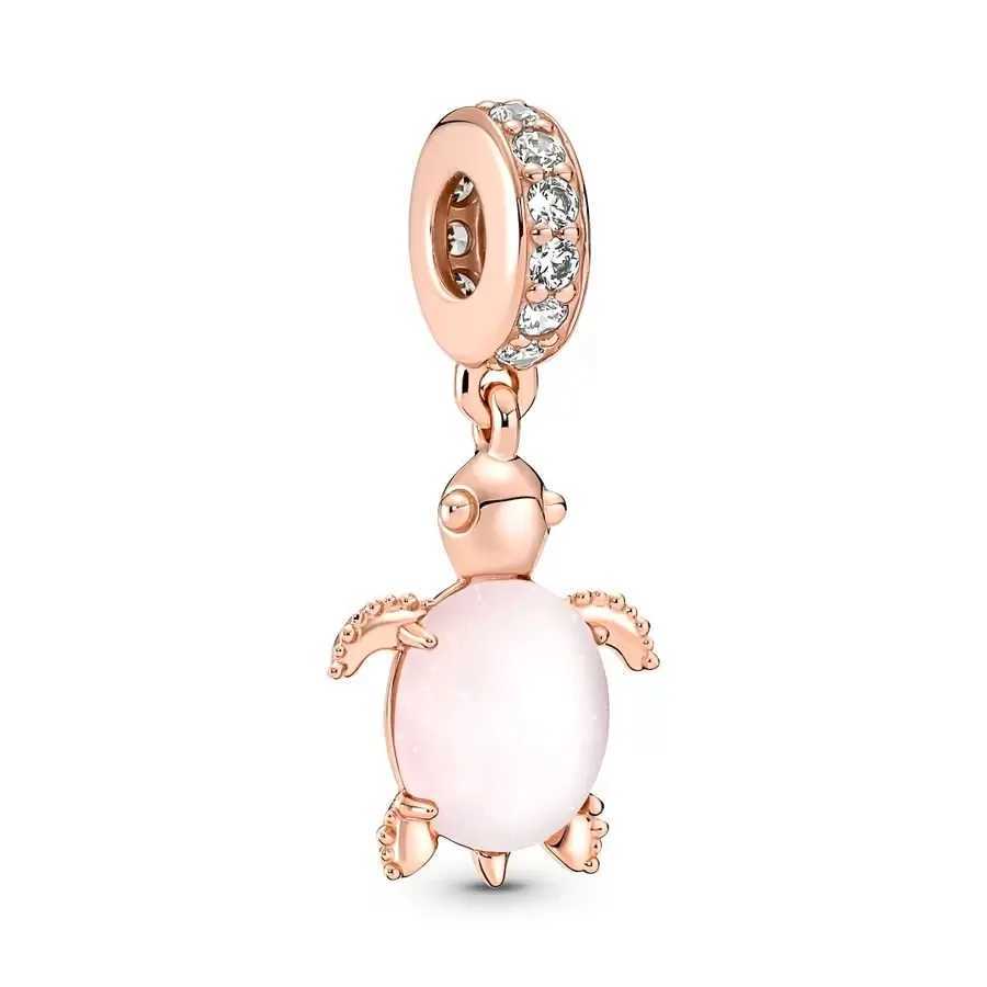 Mini Plated Rose Gold Sparkling Pink Hot Air Balloon Leveled Heart Charm Bead Fit Original Silver 925 Bracelet DIY JewelryXJ250517