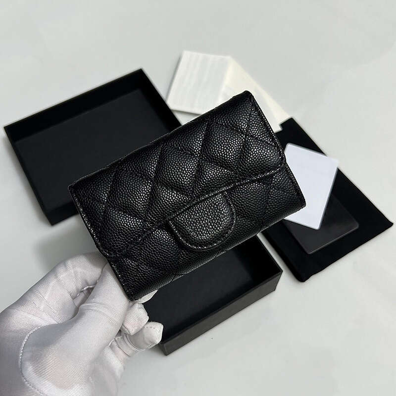 Luxury flip change women's classic bag, diamond shaped caviar, cowhide leather, real leather business holder, credit card zero wallet