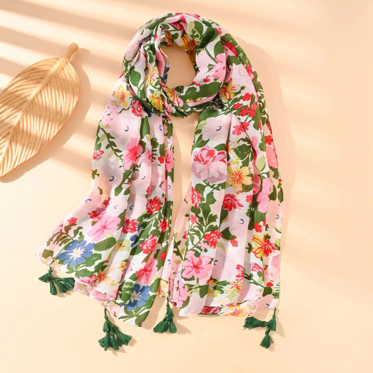 2025 Ladies Hawaiian Style Beach Scarf Shawl Bohemian Floral Line Elements SpringSummer Outing Casual Accessories Latest 250517