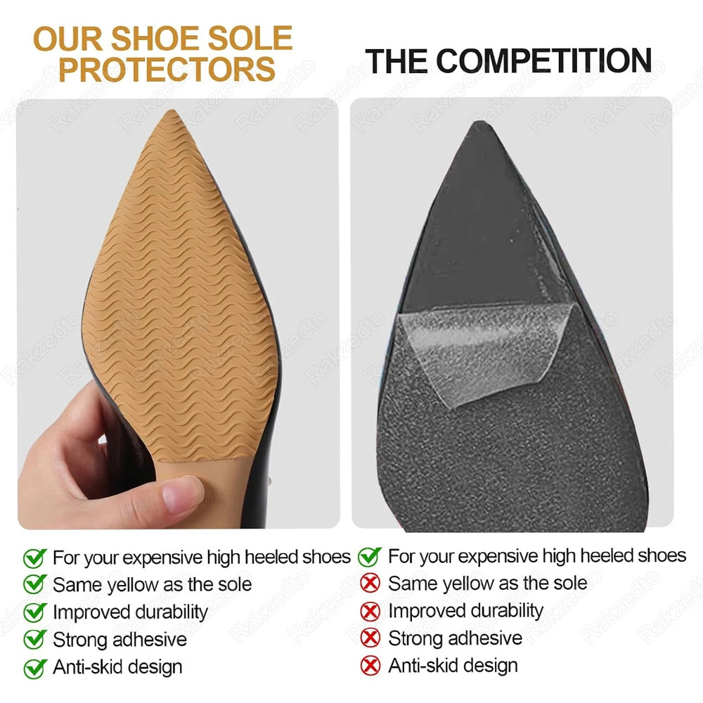 2pcs Rubber Soles for Shoes Repair Sole Protector for High Heels Self-Adhesive Non-Slip OutSoles Replacement Non Slip Shoe Pads 250515