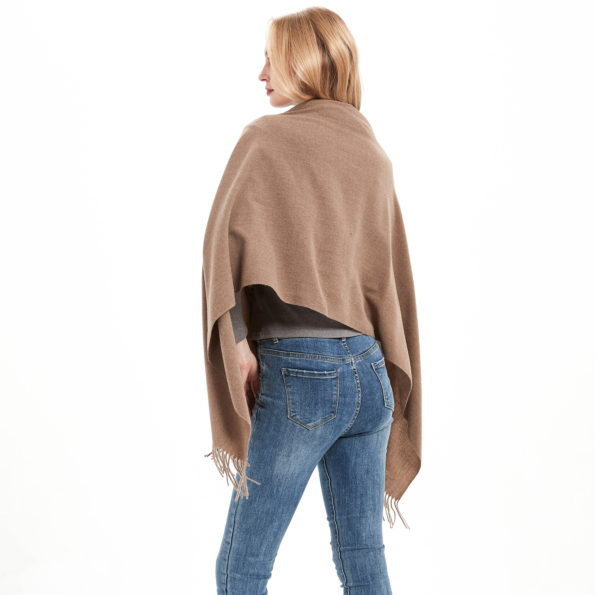 K745 Foreign trade European and American new autumn and winter scarf women's full polyester fringe solid color scarf shawl dual-purpose manufactu