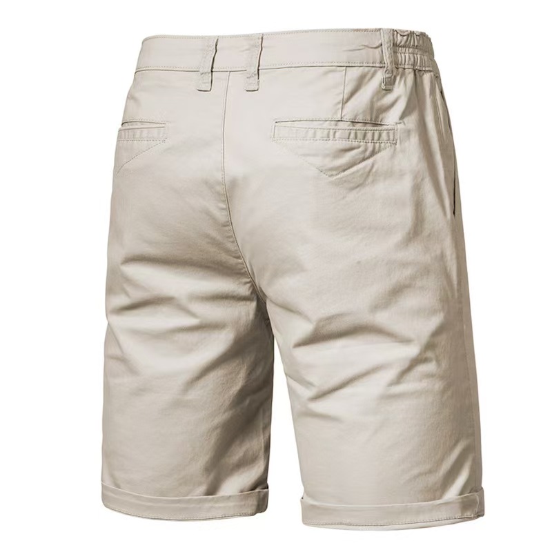 Mens Summer New Cotton Casual Shorts Mens Straight Fit Slim Five Point Pants Plus Size Solid Color Mens Wear