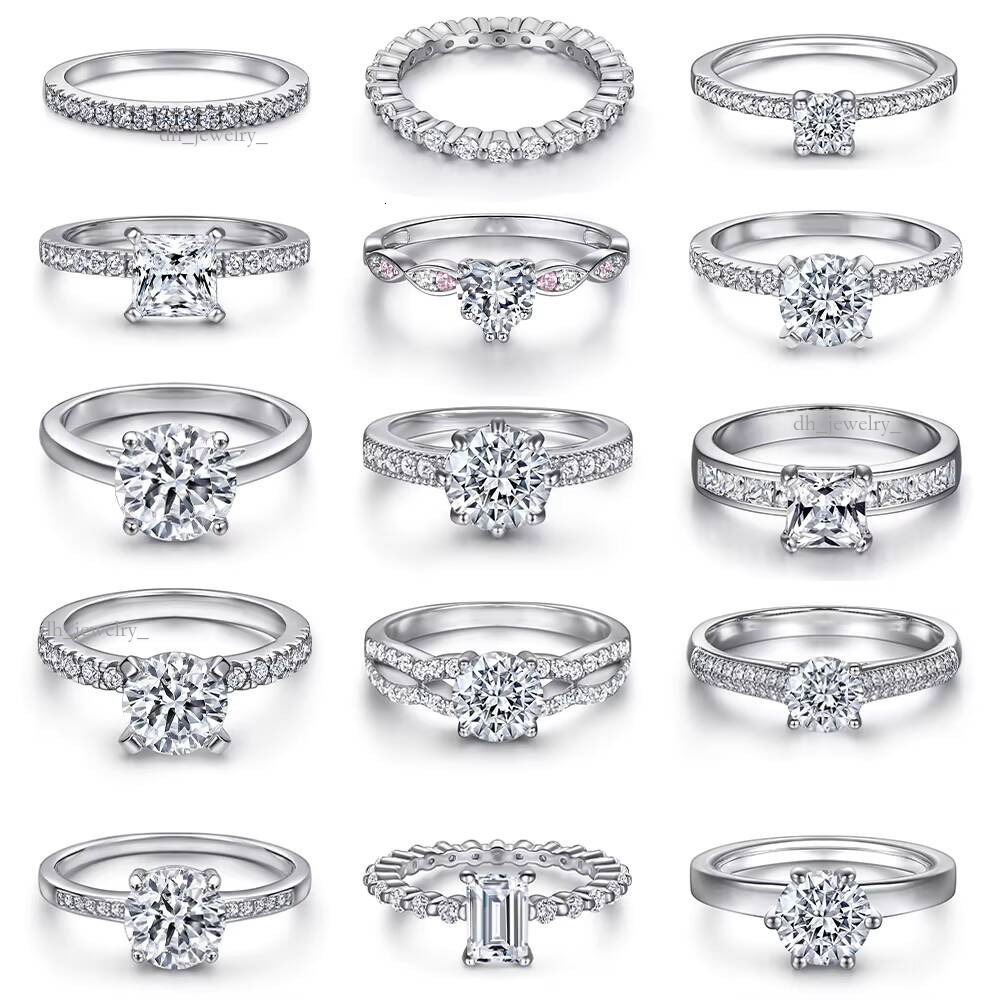 Ladies Jewellery Classic Rings With Love Heart Fashion Crystal Wedding & Party Wide Ring for Women Sier Jewelry
