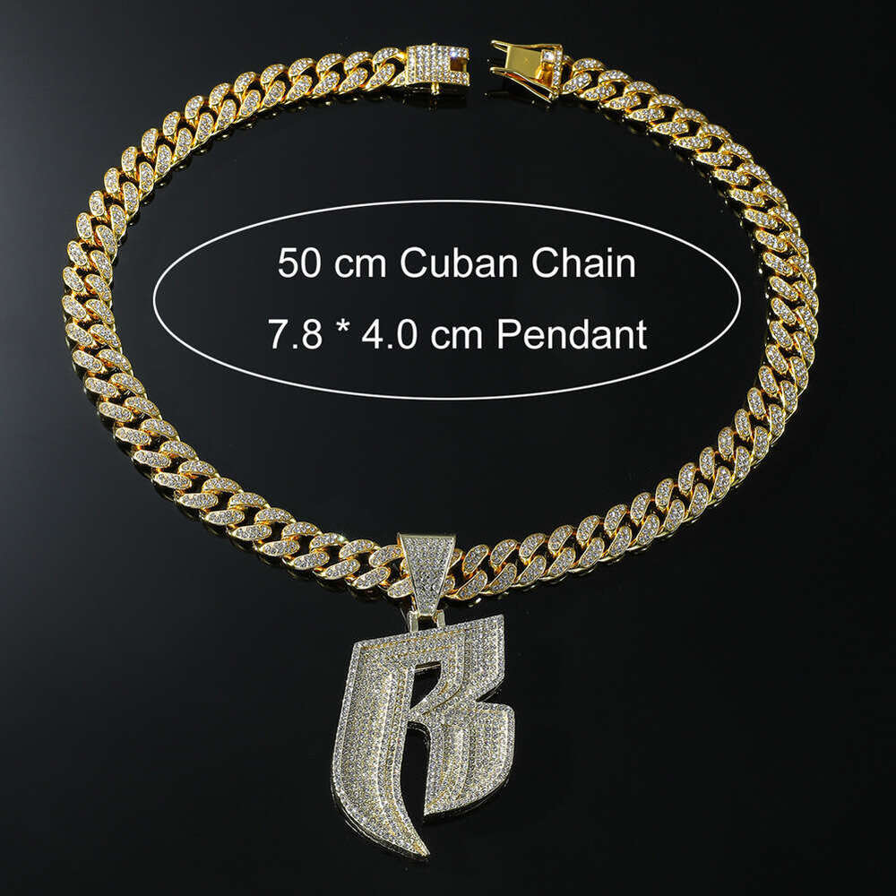 Unisex Punk Hip Hop Pendant Necklace - Adjustable Cuban Link Chain with CZ Letter Charm for Everyday Streetwear & Stage