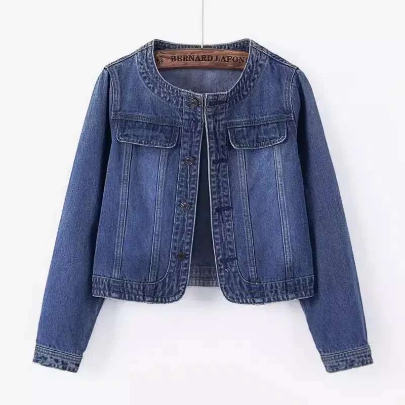 5XL Quarter sleeved O neck Denim Jacket For women's Summer New Spring Short Loose Top Paired With Dress Cowboy Outwear