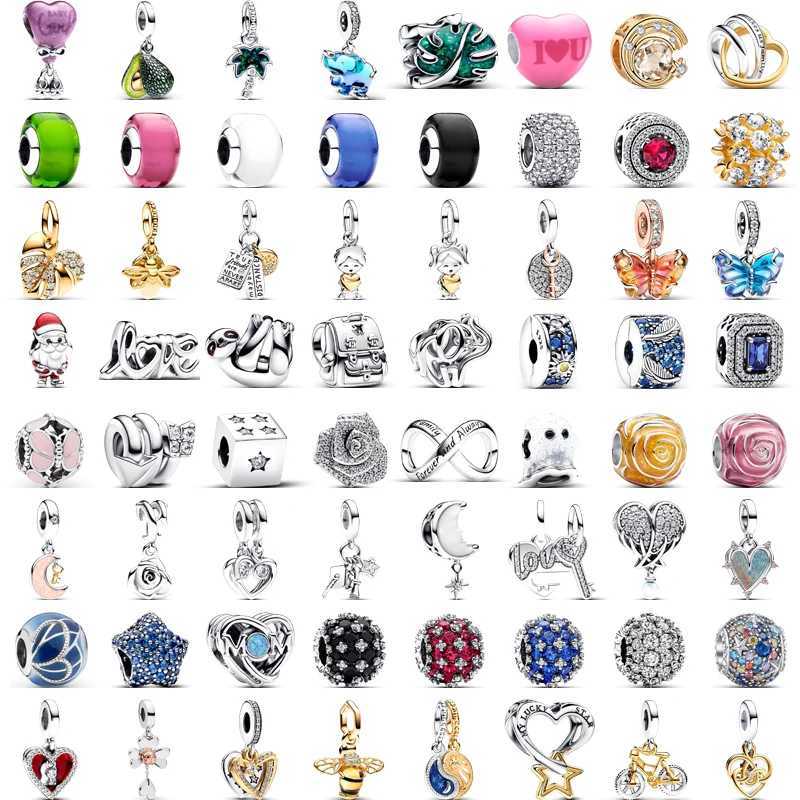 New 925 Sterling Silver Forever Always Murano Glass Sparkling Lucky Beads Fit Original Pantaro Charms Bracelet DIY JewelryXJ250517