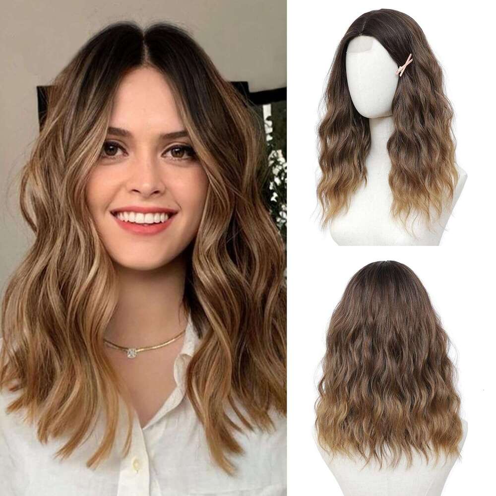 Light 18 Inch Medium Length Women Middle Part Synthetic Wavy Wig with Upgraded Strands,Natural Hair Wigs for Daily Party/Halloween Use 18Inch,Light Ta