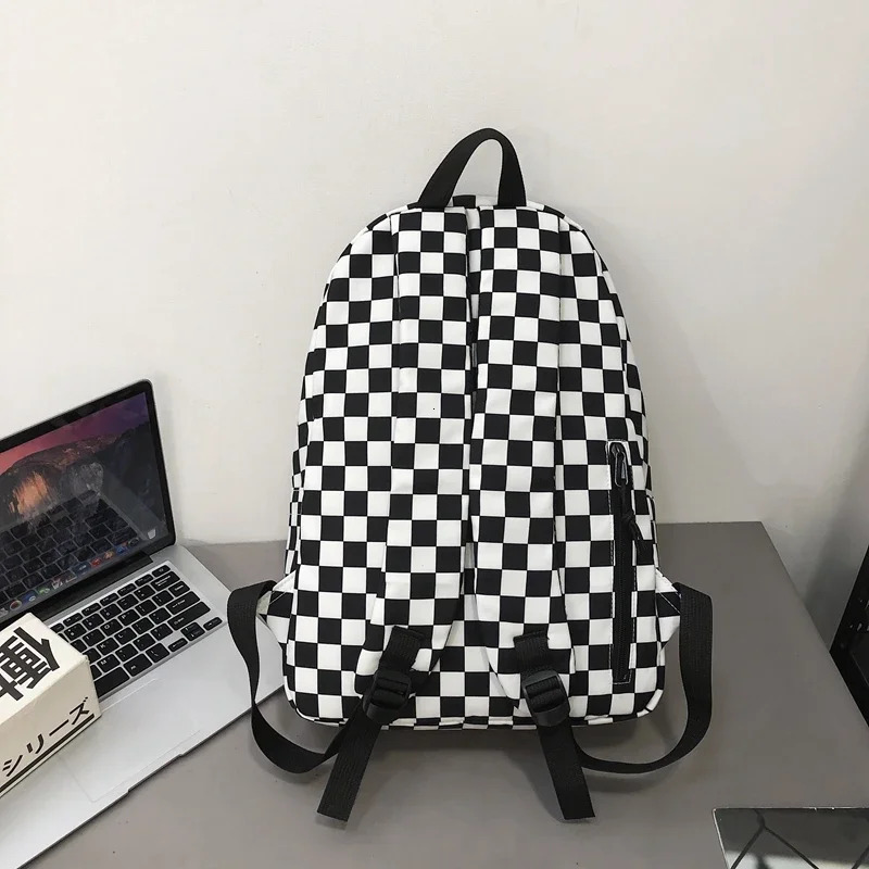 Fashion Plaid Backpack Waterproof Leisure Shoulder Bag Women Laptop Mochila Bookbag Travel Rucksack for Female 250514