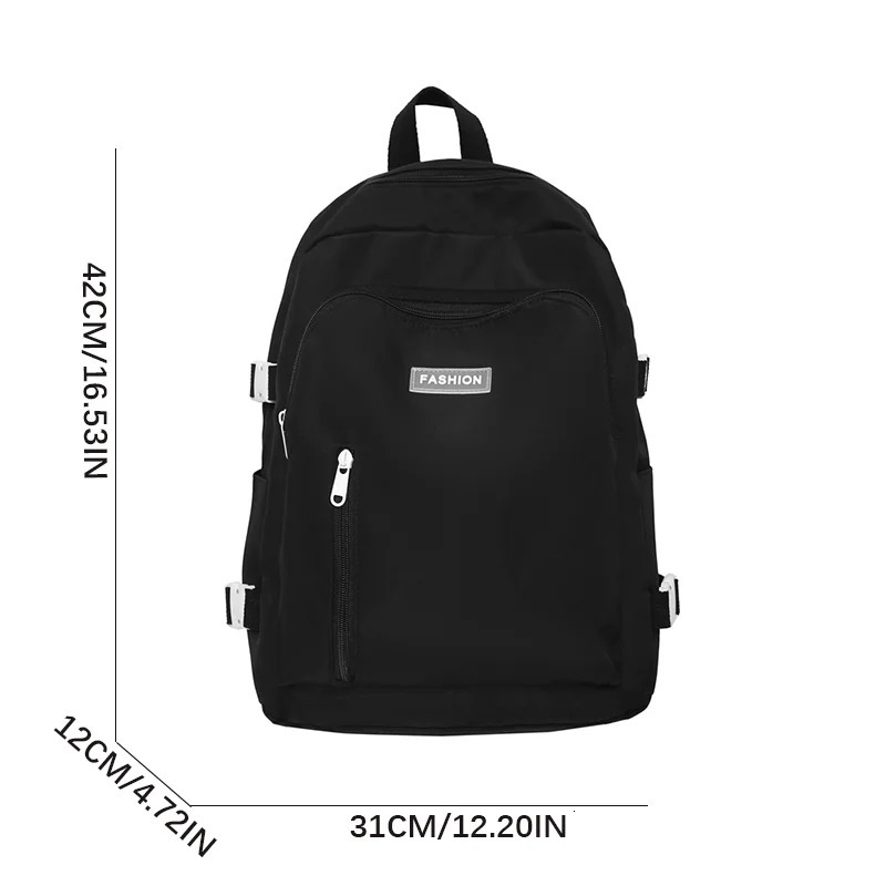 Large Capacity School Backpack Smooth Zipper Solid Color Teens Casual Daypack Bag Student Supply 250514