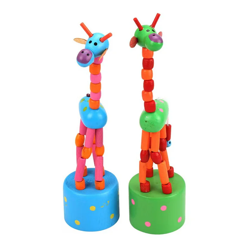 Cute Colorful Wooden Giraffe Pull Toy Finger Puppets For Kids Swing Dancing Animals Party Favors Bifthday Gifts Boys Girls