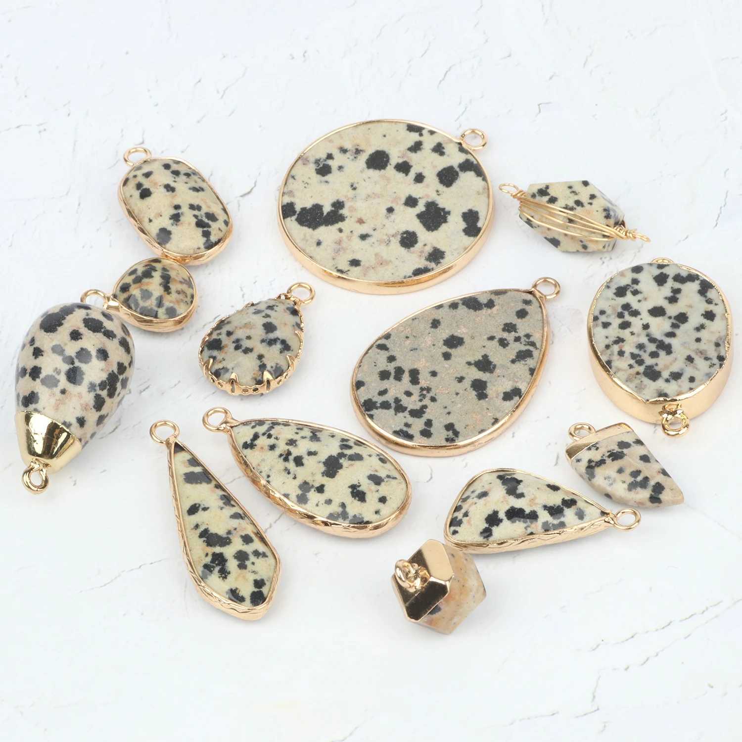 1pcs Natural Stone Dalmatians Jasper Charms Pendants Connectors for Jewelry Making Diy Earrings Necklaces Bracelets AccoriesXJ250517