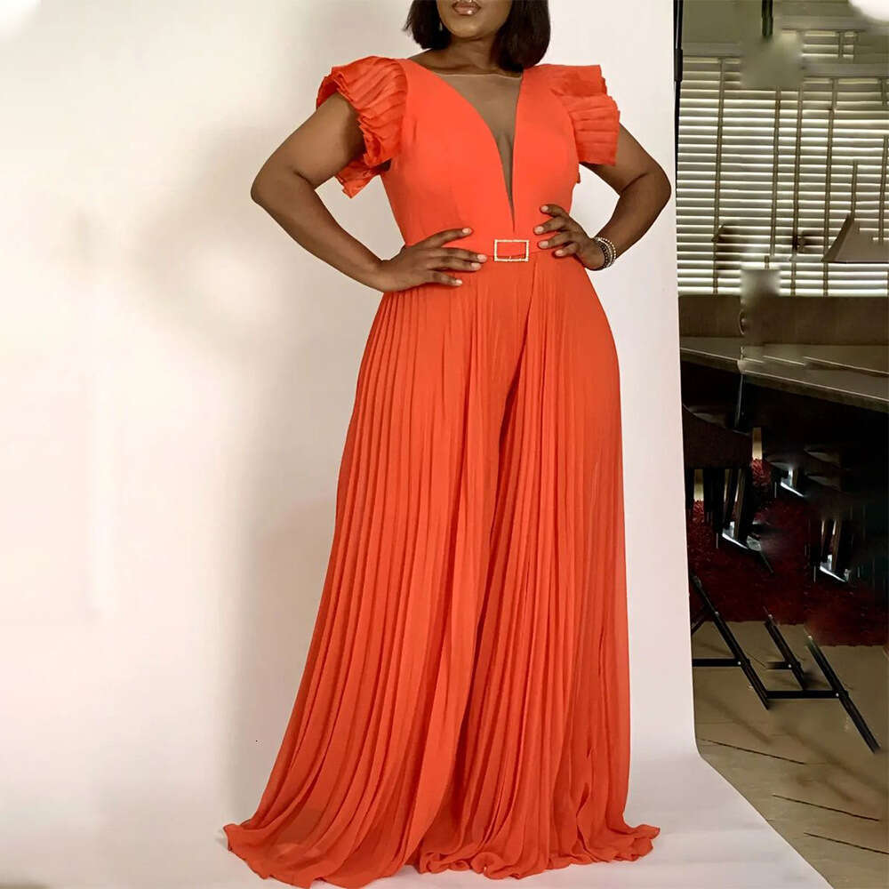 Wide Leg Jumpsuit Women S New Summer Fashion Splicing Sexy Pleated High Waisted Loose Wide Leg Pants Jumpsuit