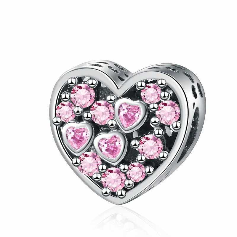 New Fine Charm Hearts Flower Red Blue Green Pink Murano Glass Beads Fit Original 925 Silver Bracelet DIY Women Jewelry AccoryXJ250517