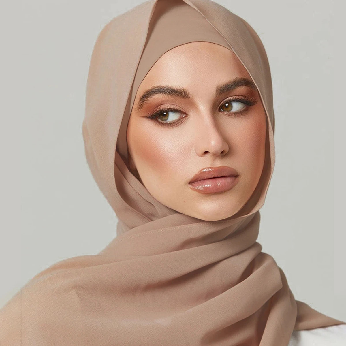 Rayon Cotton Hijab With Undercap Plain Color Muslim Shawl Elastic Inner Islam Turban Fashion Headband Bonnet 2pcs 250517
