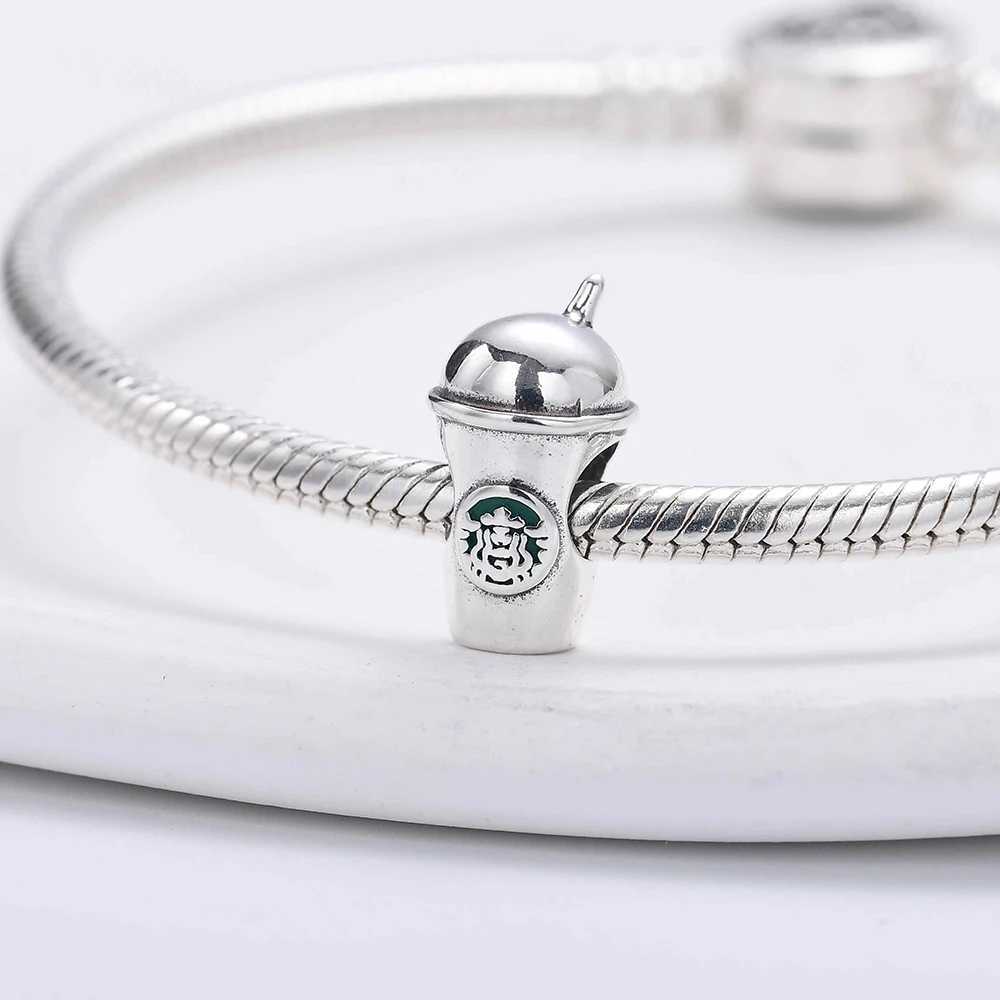 New 925 Silver I Coffee Cup Coffee Pot Wine Glass Pendant Charm Suitable for Original Necklace Bracelet DIY Womens JewelryXJ250517