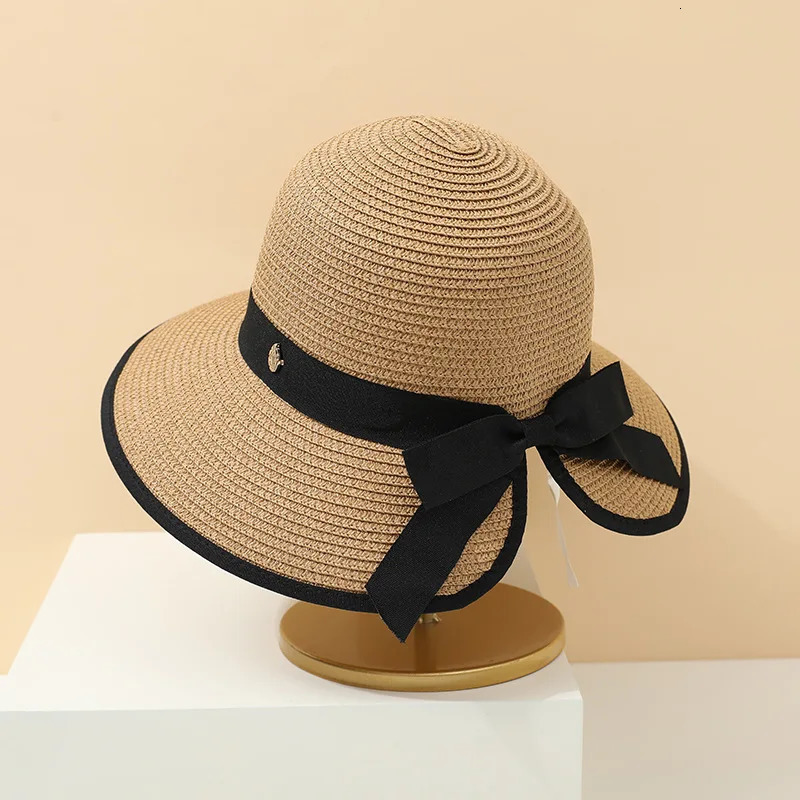 Butterfly Knot Straw Hat Korean Style Summer Casual Womens Fashion Sunshade Outdoor Versatile Sunscreen Beach Cap 250516