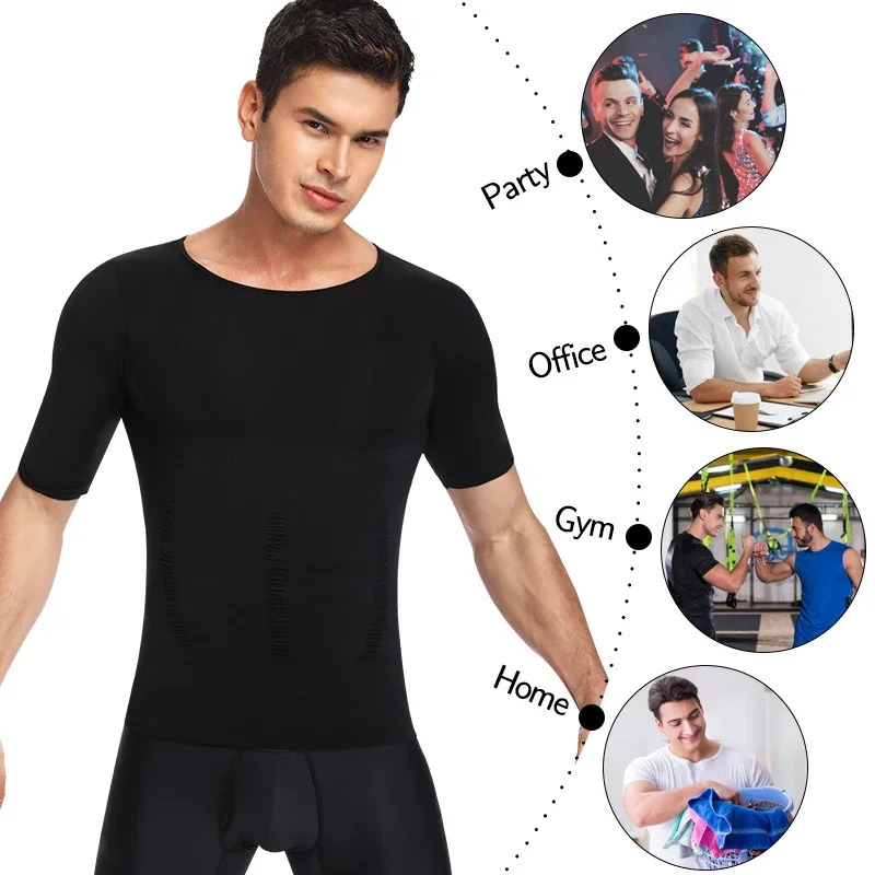 Men Weight Loss Shapewear T-Shirt Body Shaper Slimming Compression Shirts Gynecomastia Undershirt Waist Trainer Muscle Tank Tops 250517