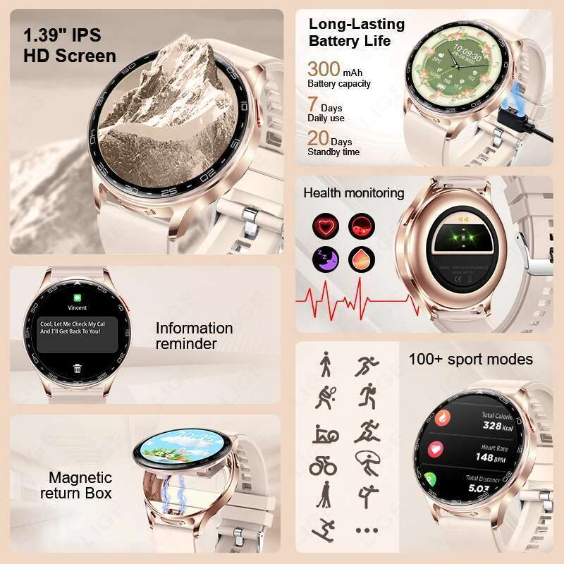 LIGE 2 In 1 TWS Headset Smart Watch 1.39" Women Men Sport Fiess Heart Rate Health Tracker Watches Earphone Music Smartwatch