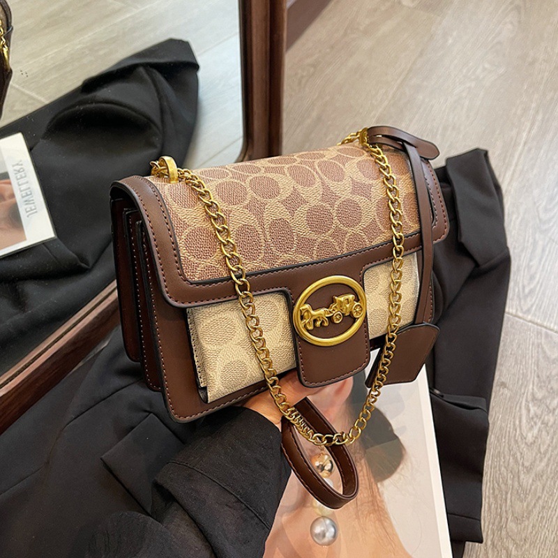 Free Shipping 2025 New Designer Square Crossbody Bag - Textured Metal Chain Shoulder Purse, Compact Boho Chic Bag For Women