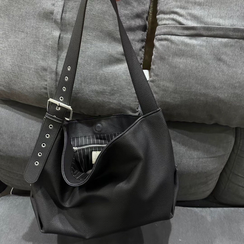 Large Capacity Saturn Hobo Bag - Premium Lychee Patterned Leather Messenger & Tote