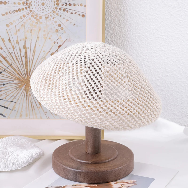 Ladies Day literary beret Spring Summer Breathable hollow weave painters hat temperament everything with bud 250517
