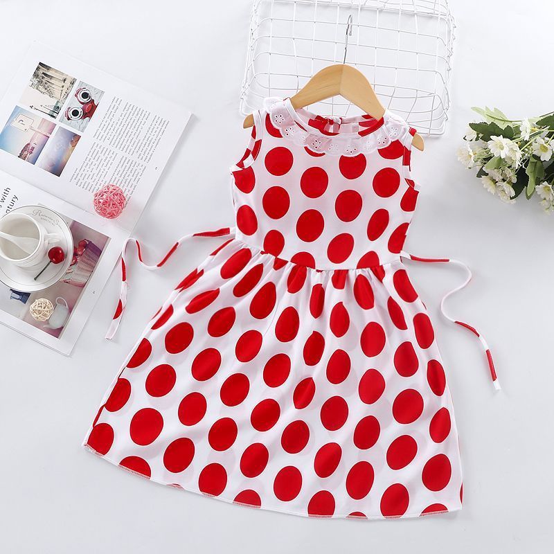 New Summer Outerwear Dress Cartoon Cotton Silk Sleeveless Girls Floral Skirt Thin Summer Loose Princess Dreamland 220422