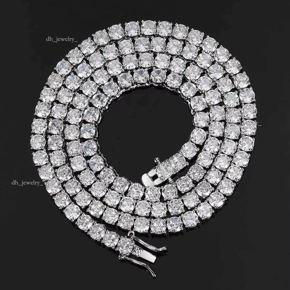 3mm 1 Row Bling Copper Material Necklace Hip Hop Tennis Zircon Chain Link Man and Women Iced Out Jewelry