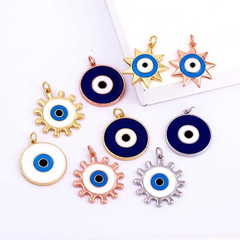 Evil Eye Charm Pendant18K Real Gold Plated Cubic Zirconia CZ Paved ReligoursJewelry Necklace Bracelet Accories Supplies K09XJ250517