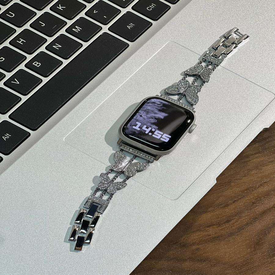 Accessories Suitable for Metal with Apple Watch iWatch Butterfly Diamond Strap applewatch series 10 8 9 7 6