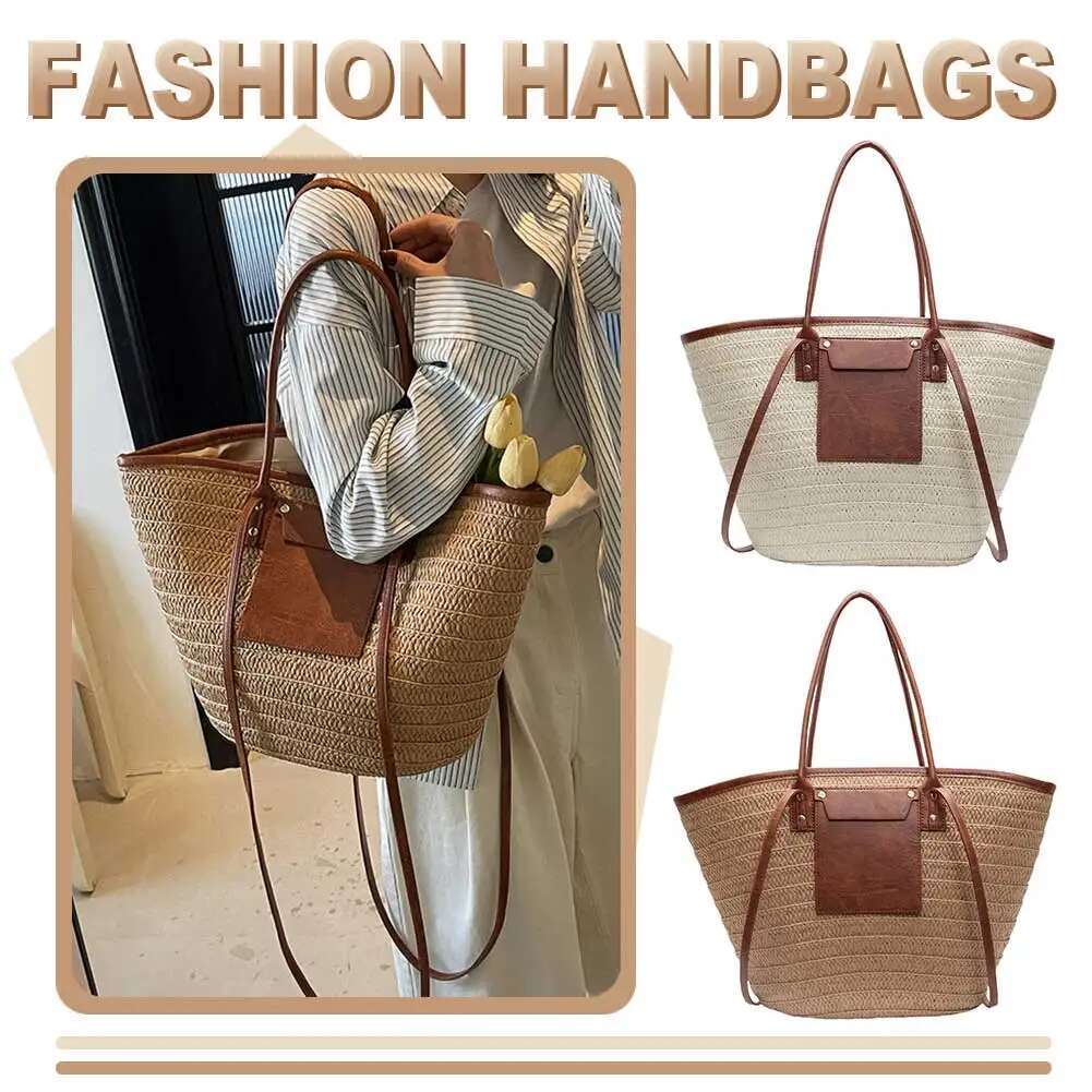High Quality New Designer Bag Women's Fashionable Handmade Grass Shoulder Wallet Large Capacity Woven Suspender Patch Vacation Bag Beach Bag