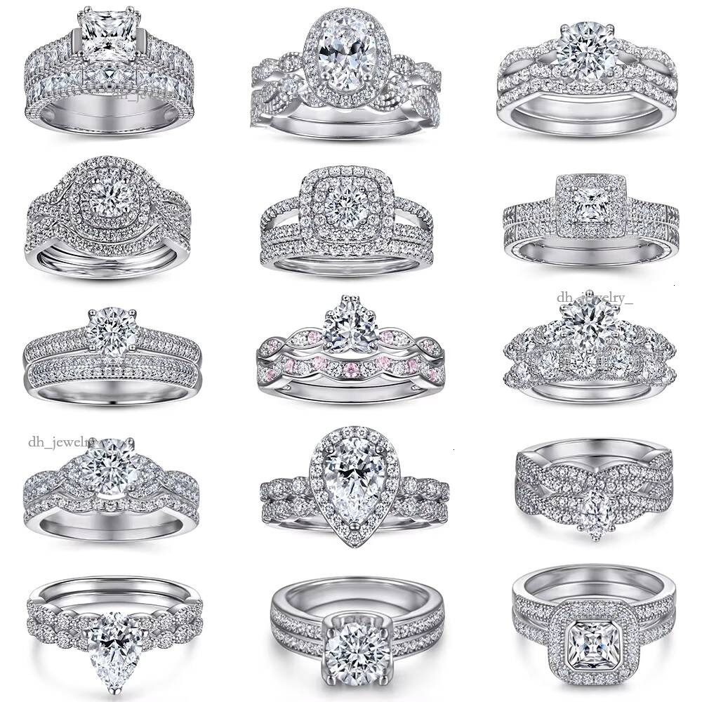 Ladies Jewellery Classic Rings With Love Heart Fashion Crystal Wedding & Party Wide Ring for Women Sier Jewelry