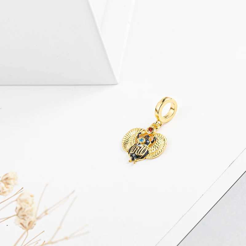 Gold Plated Sparkling Glowing fireflyInfinite SnakeLion Pendant Dangle Charm Bead Fit Original Silver 925 Bracelet DIY JewelryXJ250517