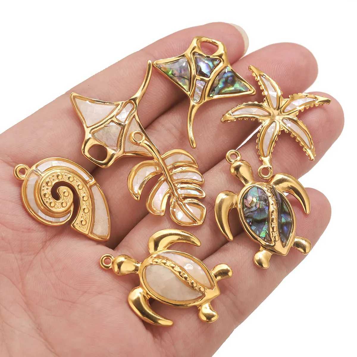 2pcs Stainl Steel Color Shell Turtle Manta Stew Pendant Accories Charm DIY Necklace Bracelet Jewelry Manufacturing SupplieXJ250517
