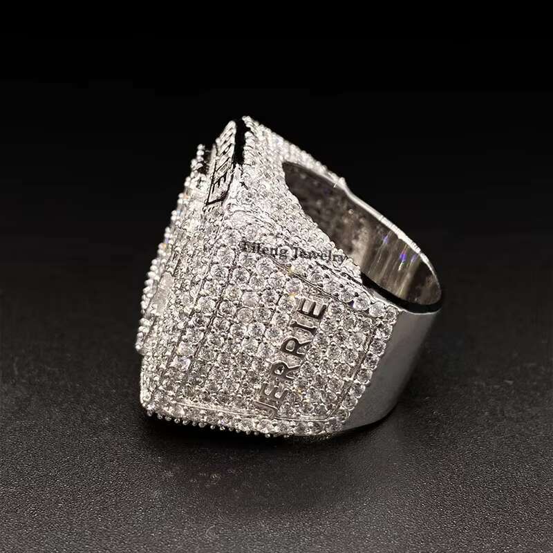 Silver plated white gold VVS Moissanite cut classic hand shaped ice ring hip-hop boutique jewelry gift