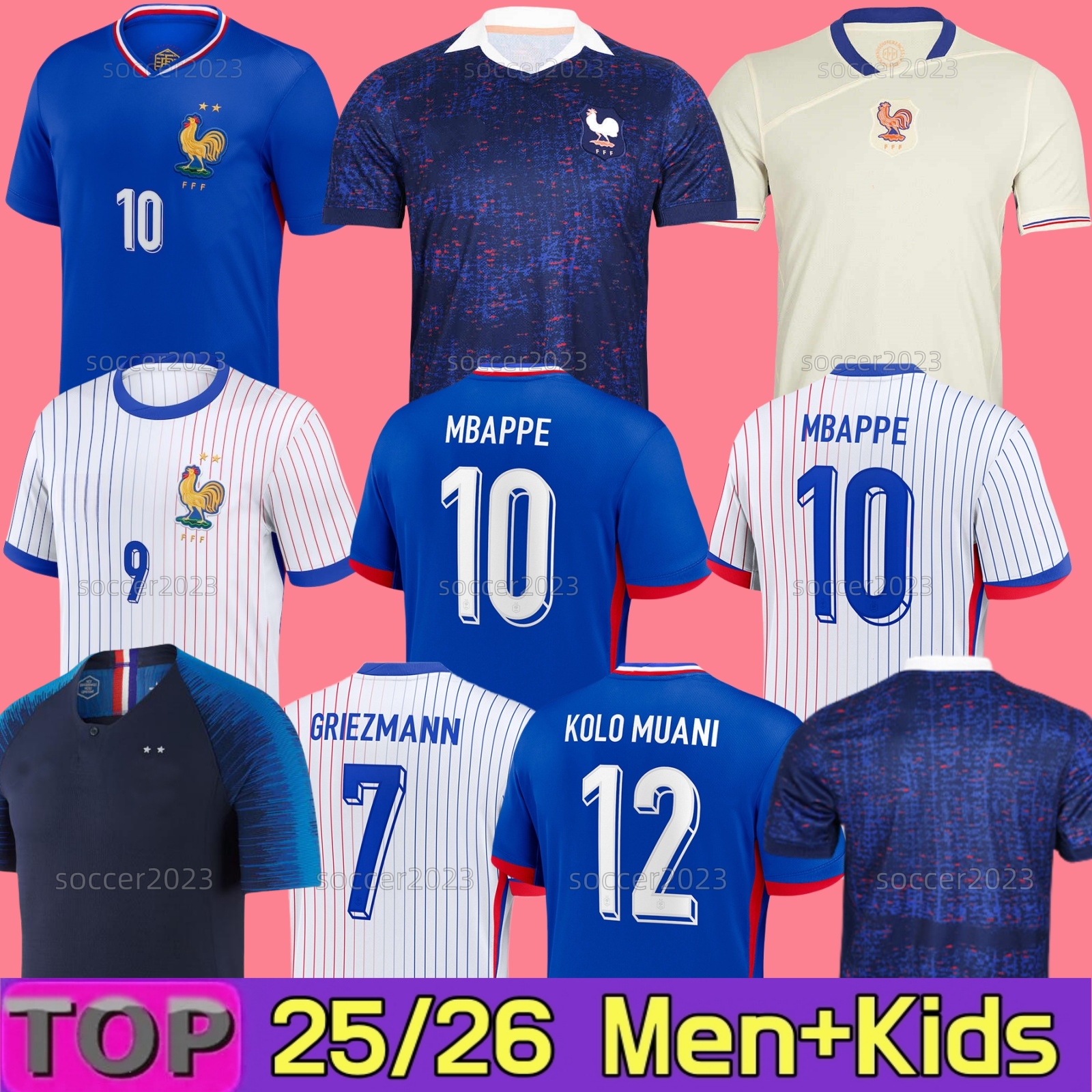 2025 2026 French MBAPPE Soccer Jerseys 2018 final BENZEMA GIROUD GRIEZMANN SALIBA PAVARD KANTE POGBA THURAM KOLO 2024 25 26 Maillot De Foot Equipe Football Shirt Kids